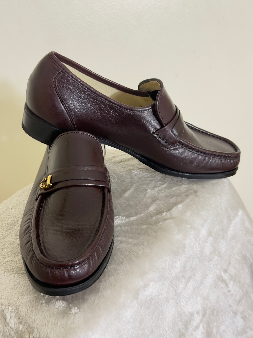 Florsheim Imperial Como Burgundy Mahogany Leather Moc Toe Bit Loafers Men's Sz 7